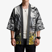 New Zealand Fantail Bird Kimono Maori Piwakawaka Kowhai Maori Pattern