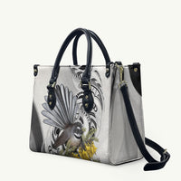 New Zealand Fantail Bird Leather Bag Maori Piwakawaka Kowhai Maori Pattern