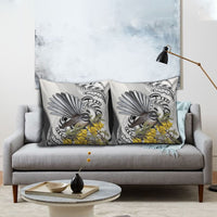 New Zealand Fantail Bird Pillow Cover Maori Piwakawaka Kowhai Maori Pattern
