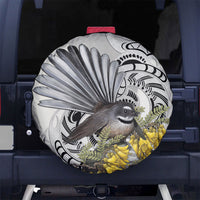New Zealand Fantail Bird Spare Tire Cover Maori Piwakawaka Kowhai Maori Pattern