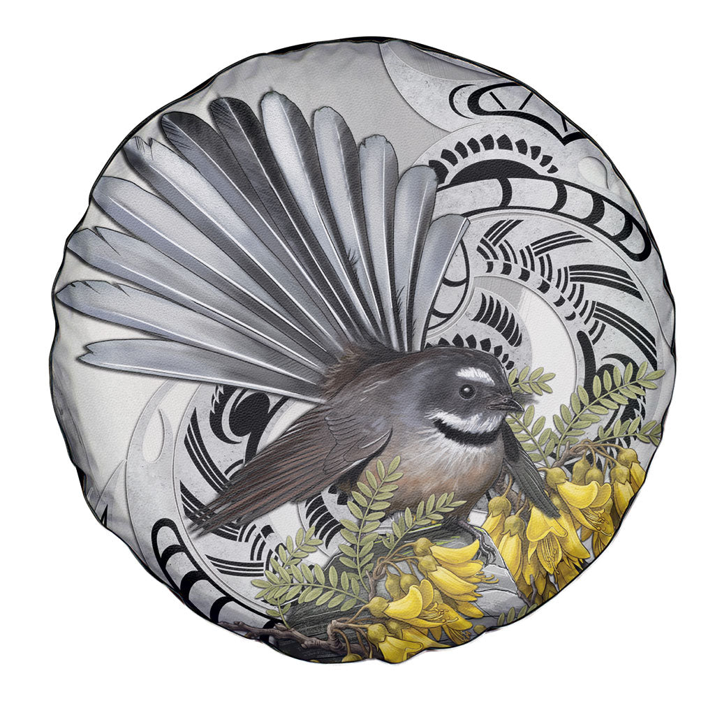 New Zealand Fantail Bird Spare Tire Cover Maori Piwakawaka Kowhai Maori Pattern