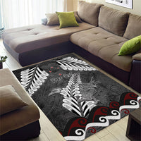 New Zealand Weka Personalised Area Rug Aotearoa Hen Silver Fern Maori Pattern