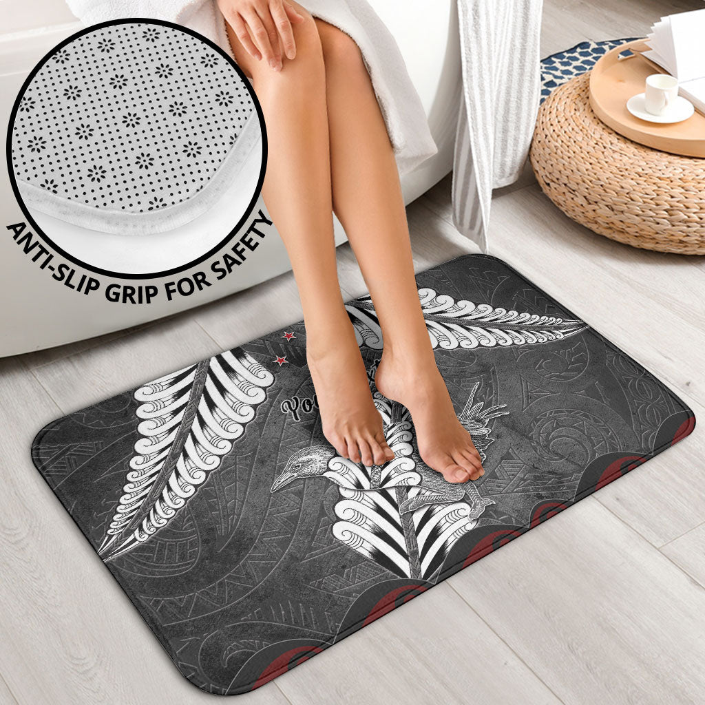 New Zealand Weka Personalised Bathroom Set Aotearoa Hen Silver Fern Maori Pattern