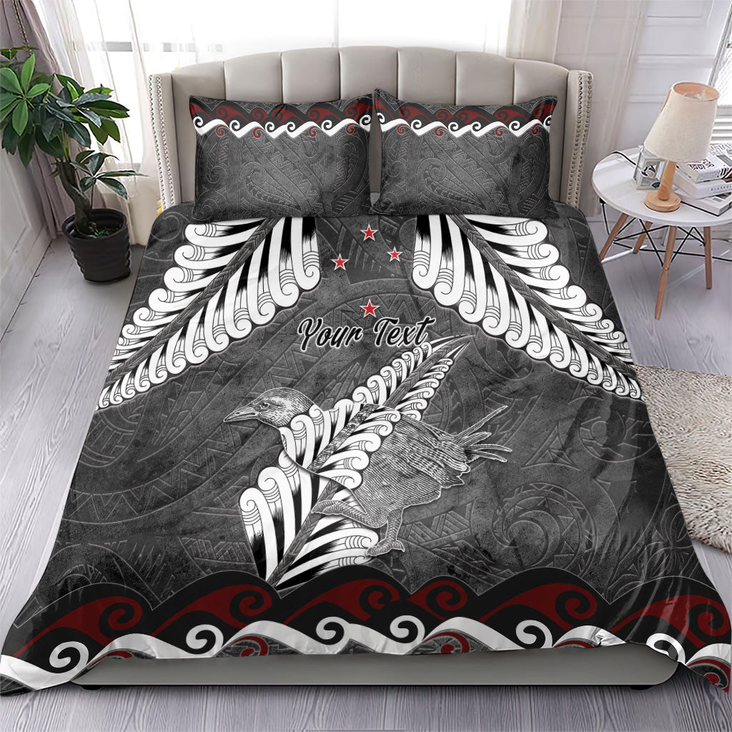 New Zealand Weka Personalised Bedding Set Aotearoa Hen Silver Fern Maori Pattern