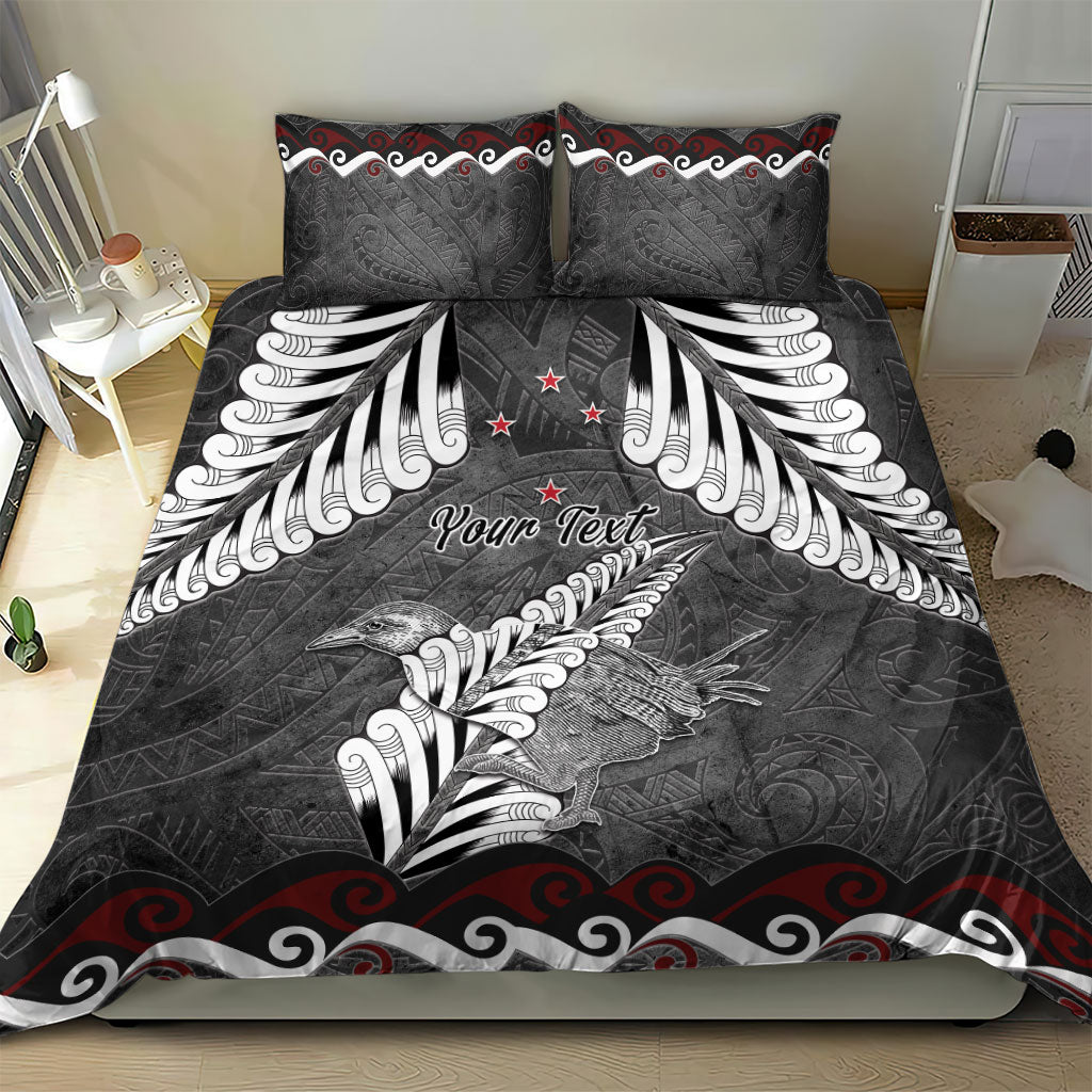 New Zealand Weka Personalised Bedding Set Aotearoa Hen Silver Fern Maori Pattern
