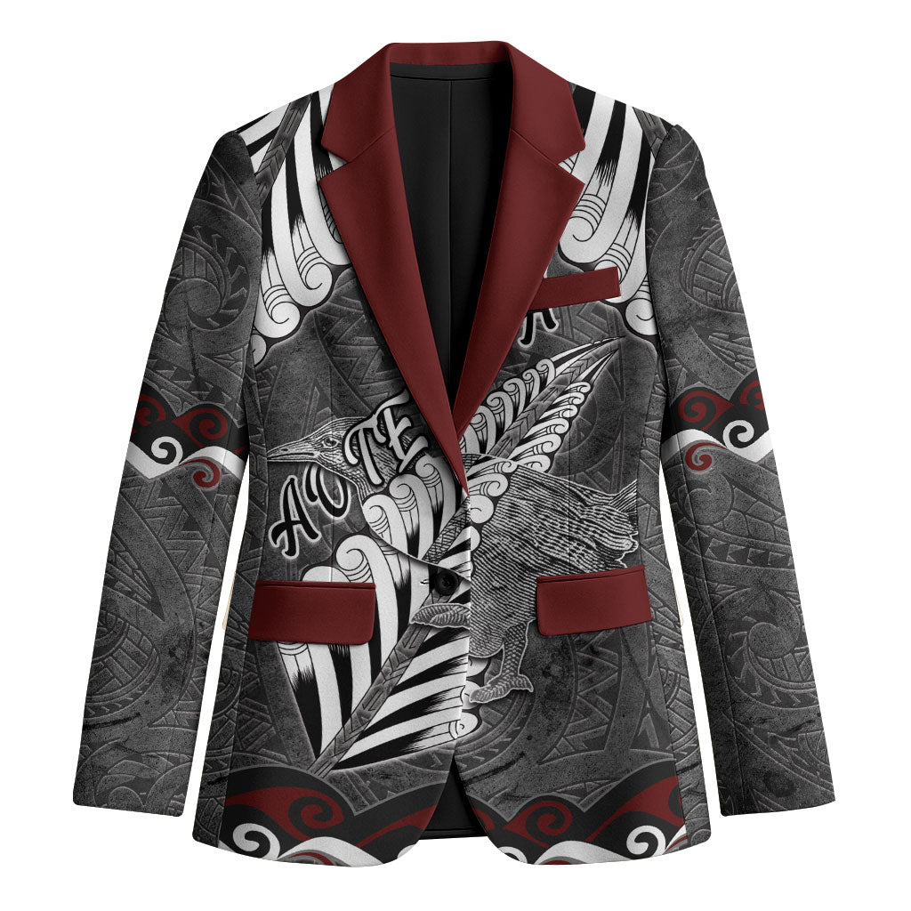 New Zealand Weka Personalised Blazer Aotearoa Hen Silver Fern Maori Pattern