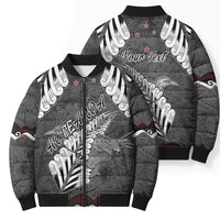 New Zealand Weka Personalised Bomber Puffer Jacket Aotearoa Hen Silver Fern Maori Pattern