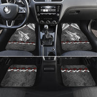 New Zealand Weka Personalised Car Mats Aotearoa Hen Silver Fern Maori Pattern LT22 Set 4pcs Black - Polynesian Pride