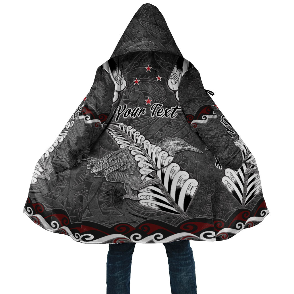 New Zealand Weka Personalised Cloak Aotearoa Hen Silver Fern Maori Pattern LT22 Unisex Black - Polynesian Pride