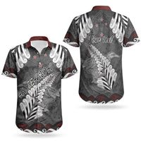 New Zealand Weka Personalised Couples Matching Off Shoulder Short Dress and Hawaiian Shirt Aotearoa Hen Silver Fern Maori Pattern LT22 - Polynesian Pride
