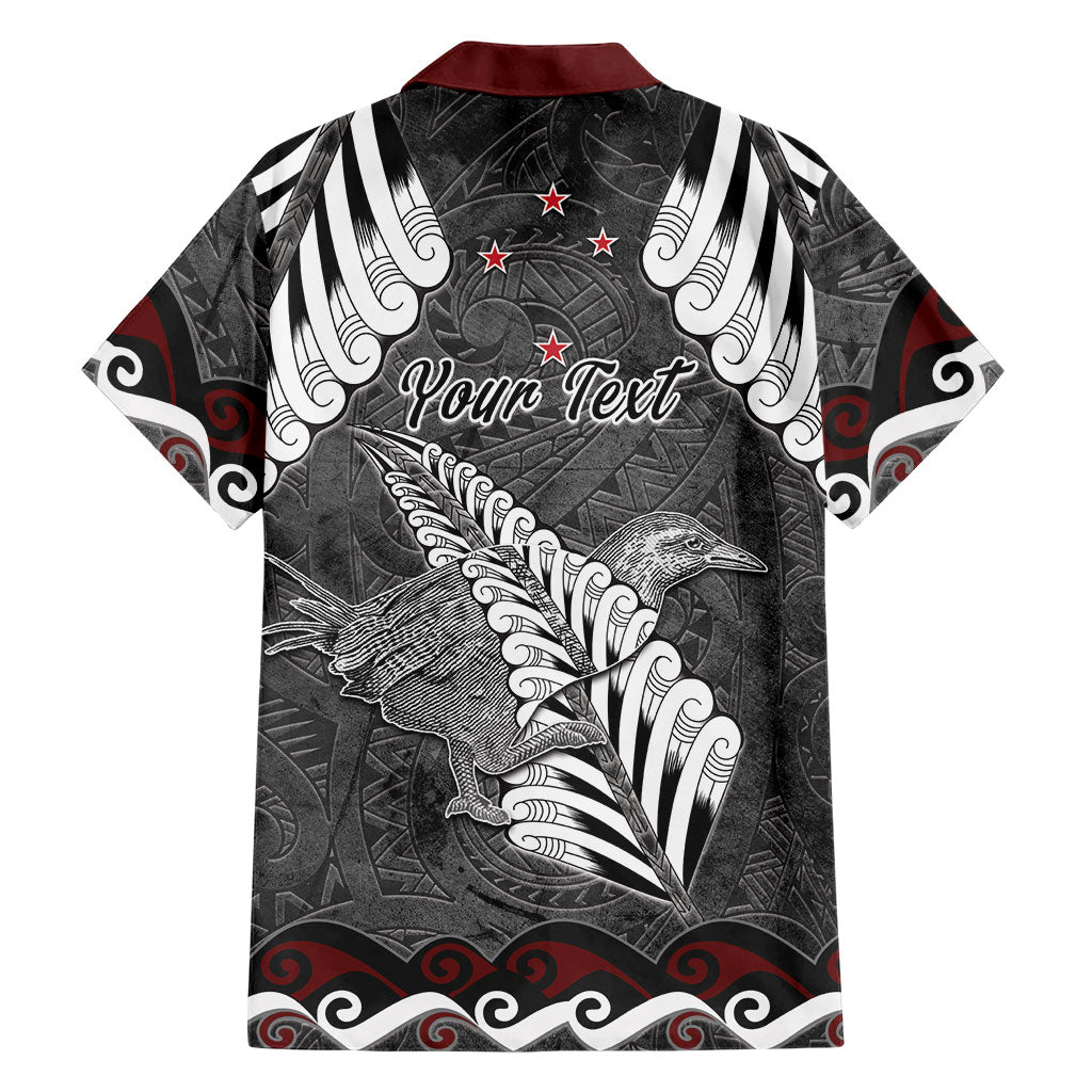 New Zealand Weka Personalised Family Matching Off Shoulder Maxi Dress and Hawaiian Shirt Aotearoa Hen Silver Fern Maori Pattern