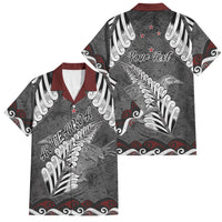 New Zealand Weka Personalised Family Matching Off Shoulder Short Dress and Hawaiian Shirt Aotearoa Hen Silver Fern Maori Pattern LT22 Dad's Shirt - Short Sleeve Black - Polynesian Pride
