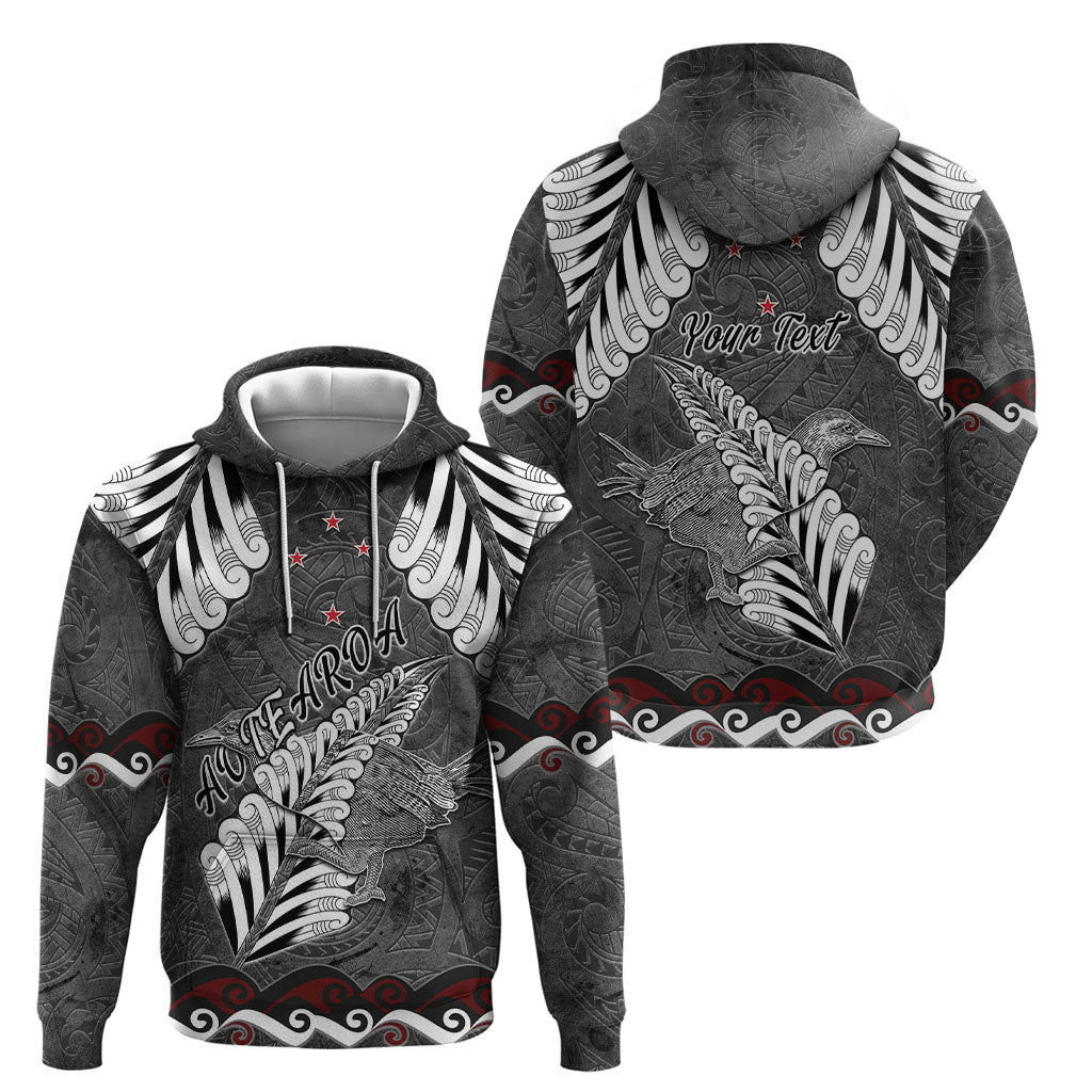 New Zealand Weka Personalised Hoodie Aotearoa Hen Silver Fern Maori Pattern LT22 - Polynesian Pride