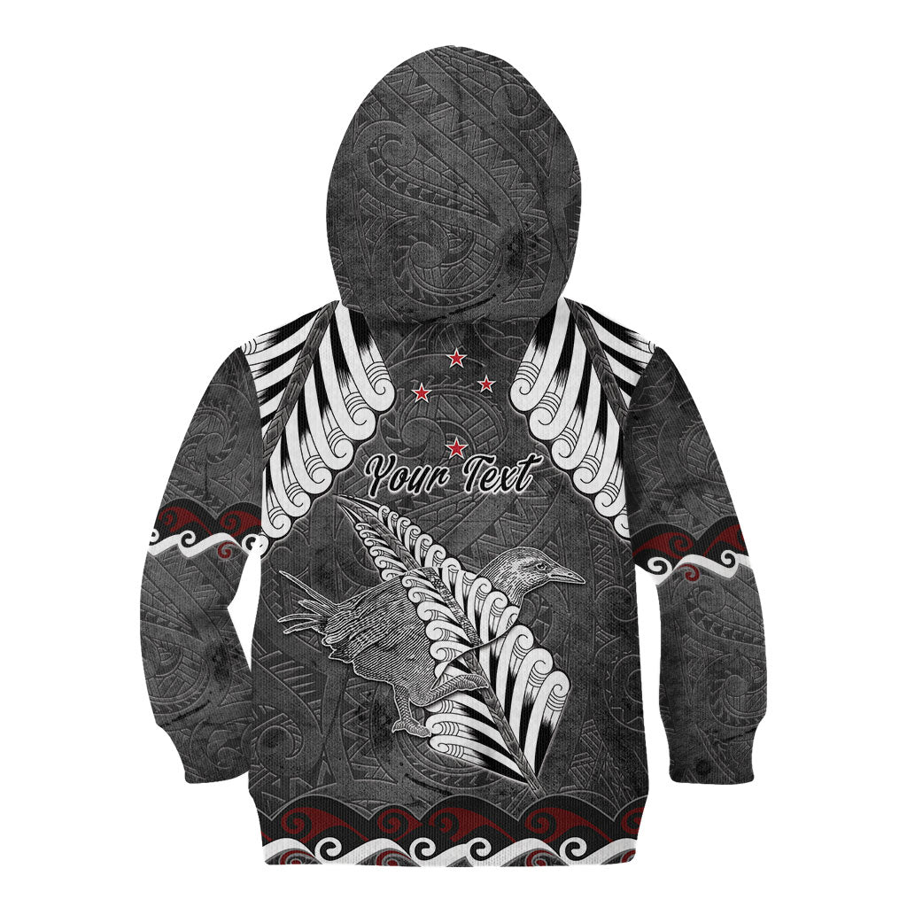 New Zealand Weka Personalised Kid Hoodie Aotearoa Hen Silver Fern Maori Pattern LT22 - Polynesian Pride