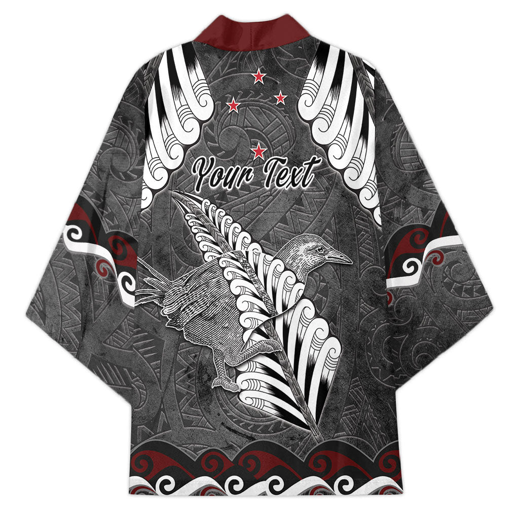 New Zealand Weka Personalised Kimono Aotearoa Hen Silver Fern Maori Pattern