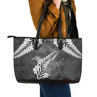 New Zealand Weka Personalised Leather Tote Bag Aotearoa Hen Silver Fern Maori Pattern