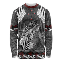New Zealand Weka Personalised Long Sleeve Shirt Aotearoa Hen Silver Fern Maori Pattern