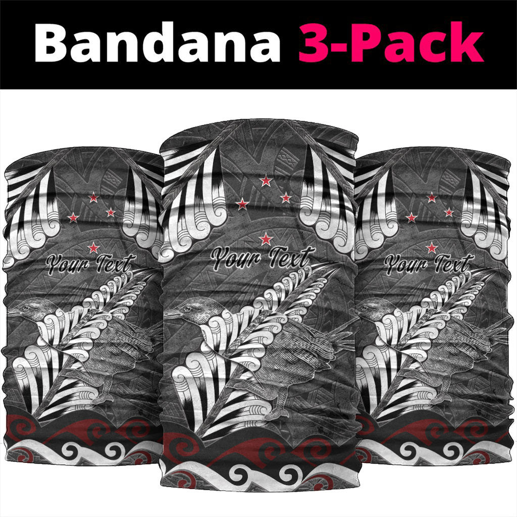 New Zealand Weka Personalised Neck Gaiter Aotearoa Hen Silver Fern Maori Pattern LT22 package One Size: 25*50cm Black - Polynesian Pride