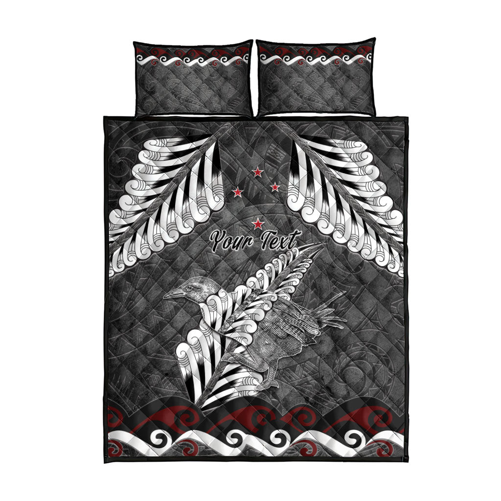 New Zealand Weka Personalised Quilt Bed Set Aotearoa Hen Silver Fern Maori Pattern LT22 - Polynesian Pride