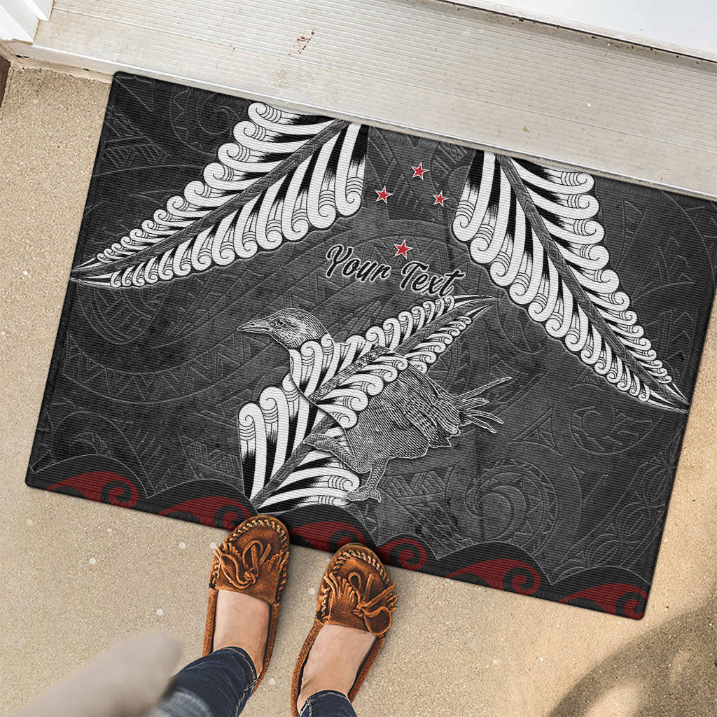 New Zealand Weka Personalised Rubber Doormat Aotearoa Hen Silver Fern Maori Pattern LT22 - Polynesian Pride
