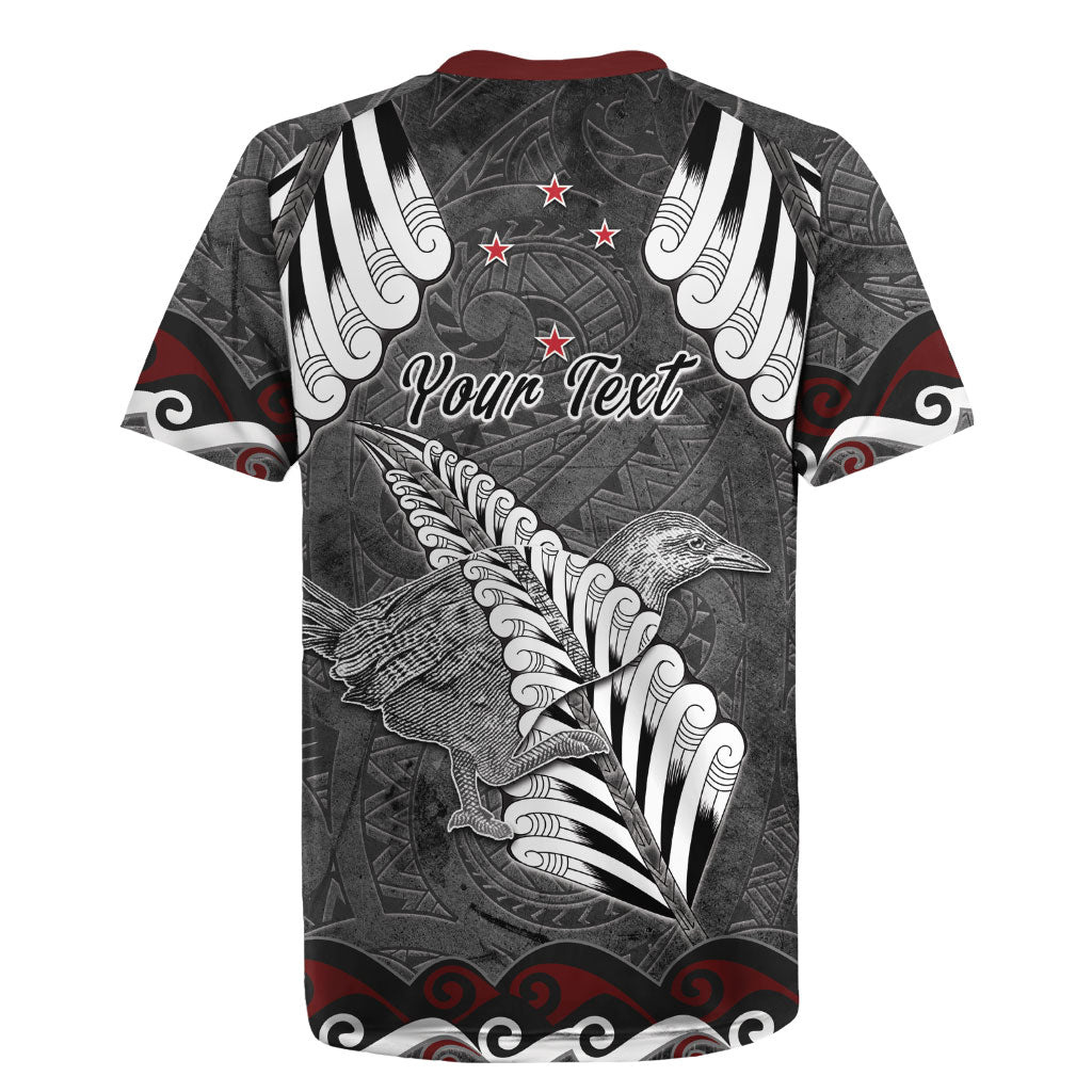 New Zealand Weka Personalised Rugby Jersey Aotearoa Hen Silver Fern Maori Pattern LT22 - Polynesian Pride