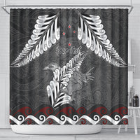 New Zealand Weka Personalised Shower Curtain Aotearoa Hen Silver Fern Maori Pattern