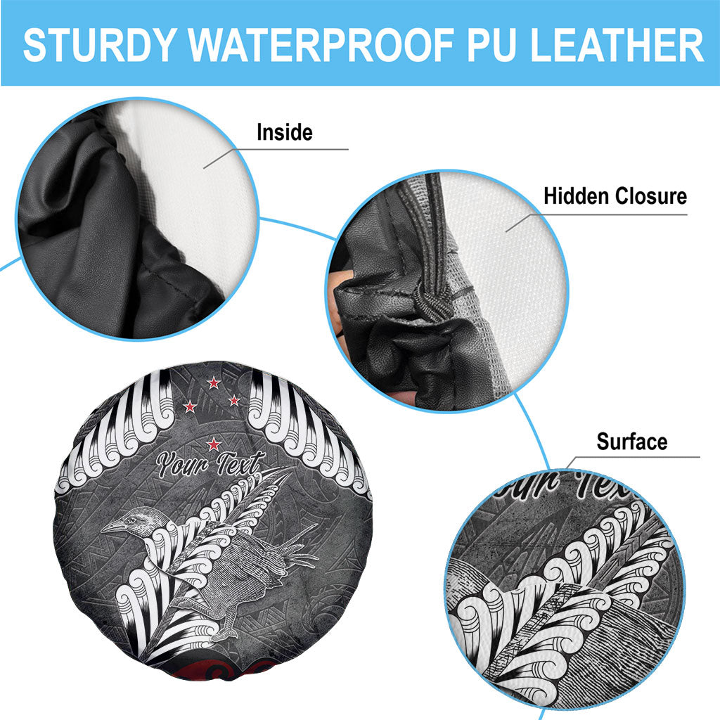 New Zealand Weka Personalised Spare Tire Cover Aotearoa Hen Silver Fern Maori Pattern LT22 - Polynesian Pride