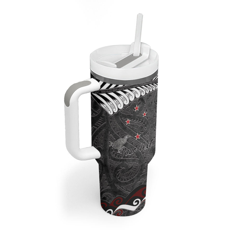New Zealand Weka Personalised Tumbler With Handle Aotearoa Hen Silver Fern Maori Pattern LT22 - Polynesian Pride