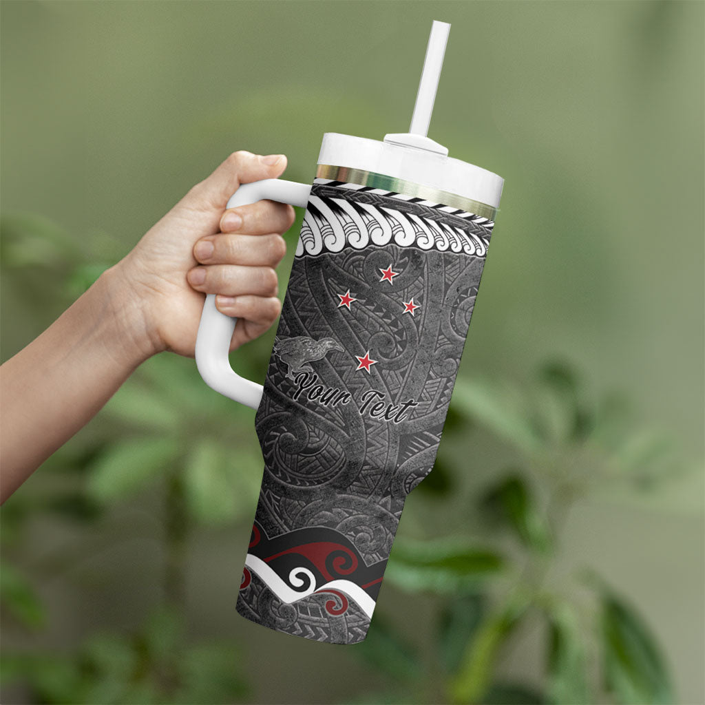 New Zealand Weka Personalised Tumbler With Handle Aotearoa Hen Silver Fern Maori Pattern LT22 - Polynesian Pride