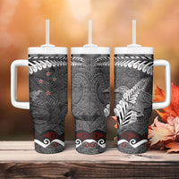 New Zealand Weka Personalised Tumbler With Handle Aotearoa Hen Silver Fern Maori Pattern LT22 - Polynesian Pride