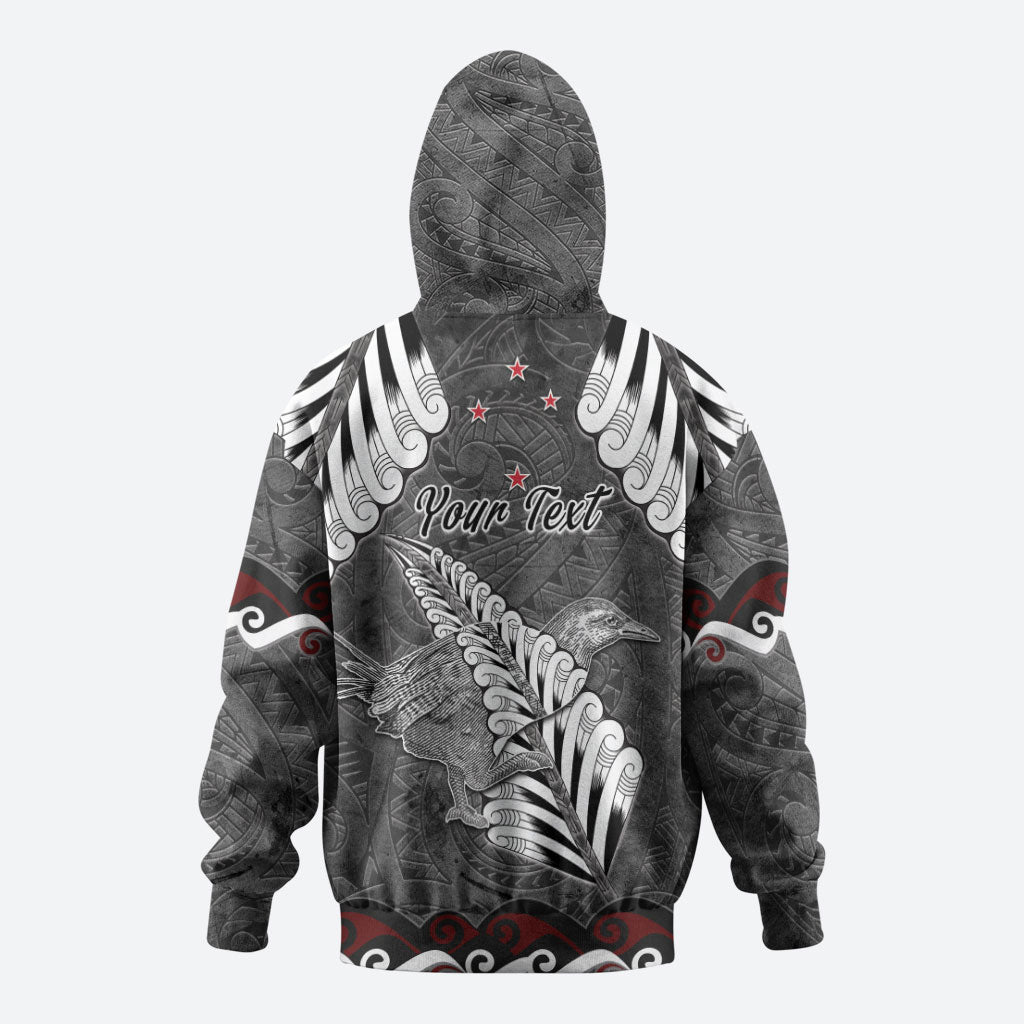 New Zealand Weka Personalised Zip Hoodie Aotearoa Hen Silver Fern Maori Pattern LT22 - Polynesian Pride