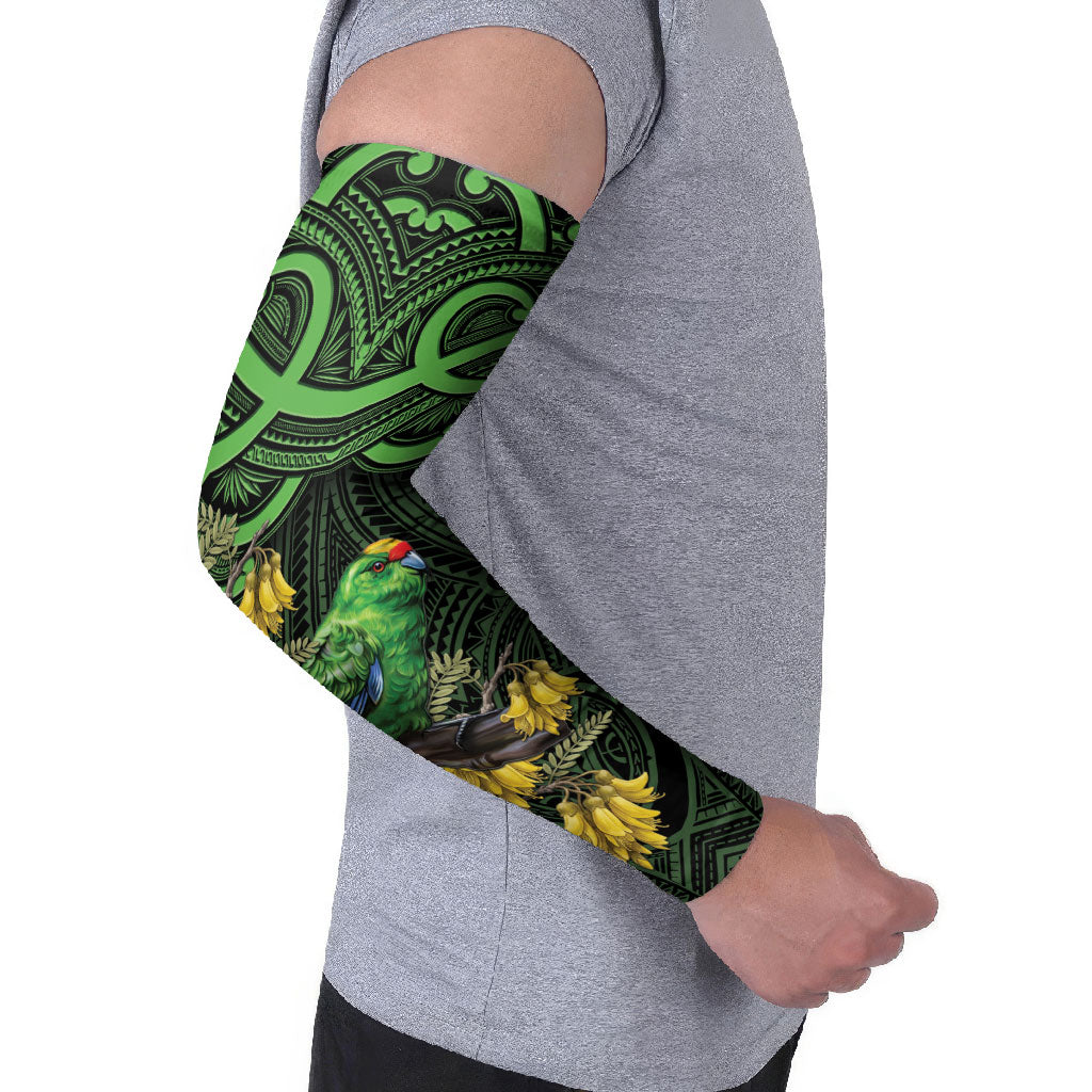 New Zealand Parakeet Bird Arm Sleeves Maori Kakariki Kowhai Maori Pattern