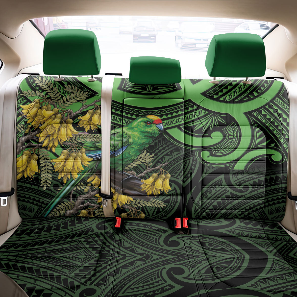 New Zealand Parakeet Bird Back Car Seat Cover Maori Kakariki Kowhai Maori Pattern