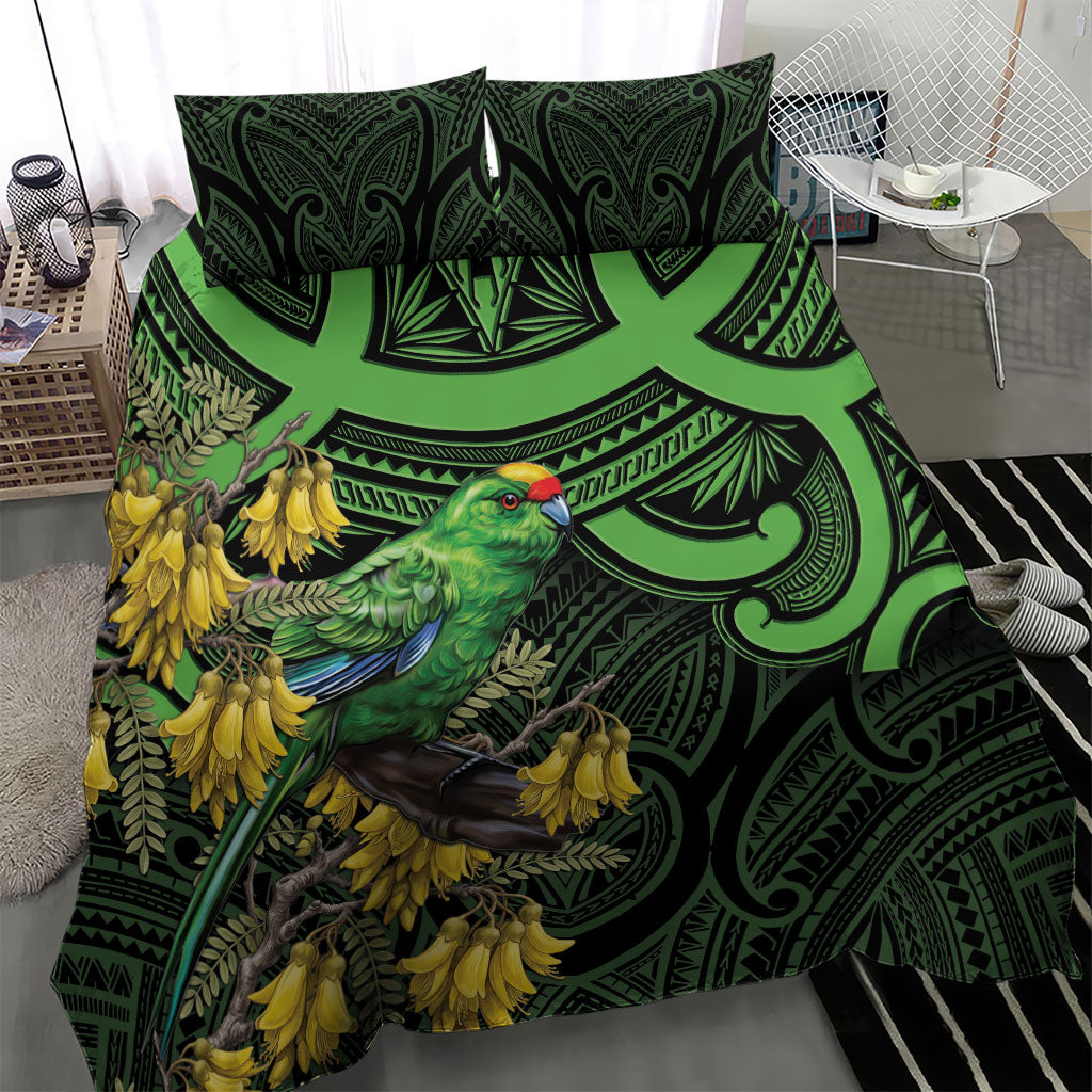 New Zealand Parakeet Bird Bedding Set Maori Kakariki Kowhai Maori Pattern