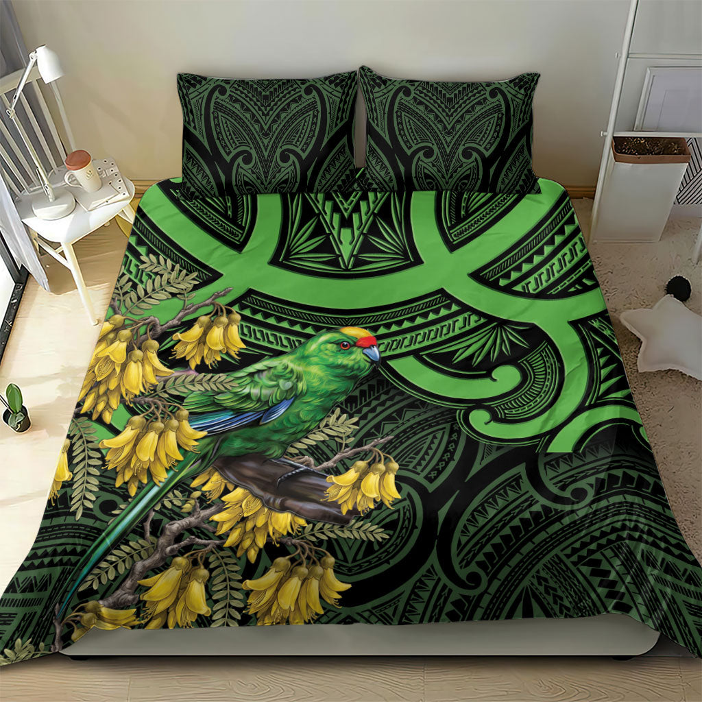 New Zealand Parakeet Bird Bedding Set Maori Kakariki Kowhai Maori Pattern
