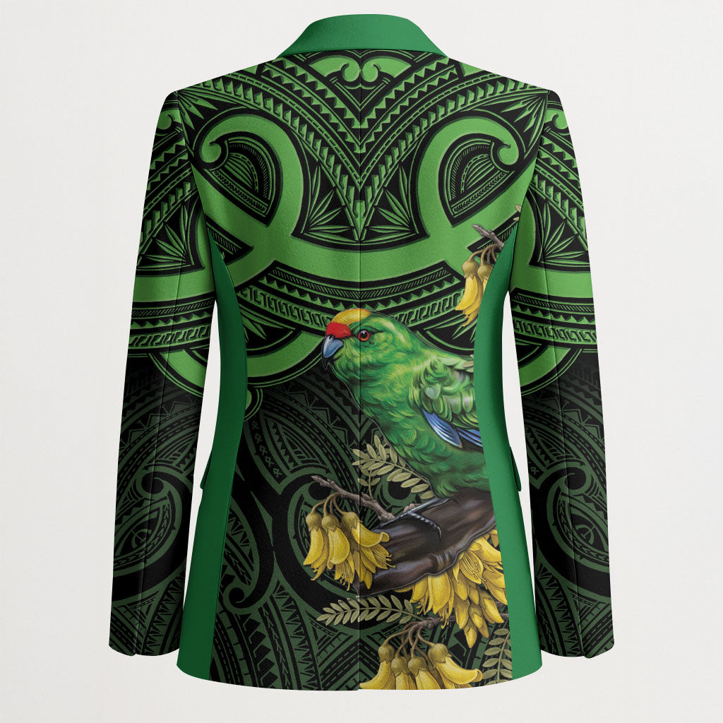 New Zealand Parakeet Bird Blazer Maori Kakariki Kowhai Maori Pattern