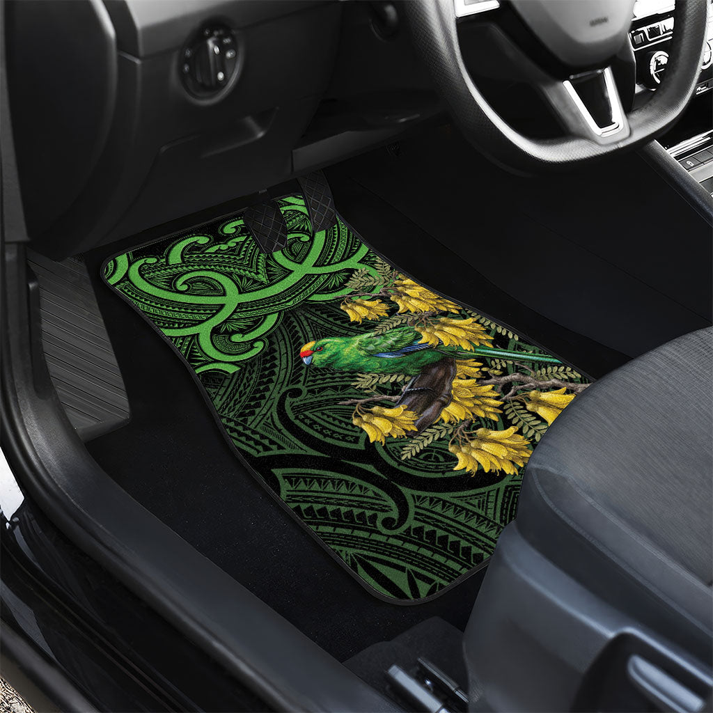 New Zealand Parakeet Bird Car Mats Maori Kakariki Kowhai Maori Pattern