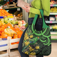 New Zealand Parakeet Bird Grocery Bag Maori Kakariki Kowhai Maori Pattern