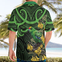 New Zealand Parakeet Bird Hawaiian Shirt Maori Kakariki Kowhai Maori Pattern