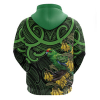 New Zealand Parakeet Bird Hoodie Maori Kakariki Kowhai Maori Pattern