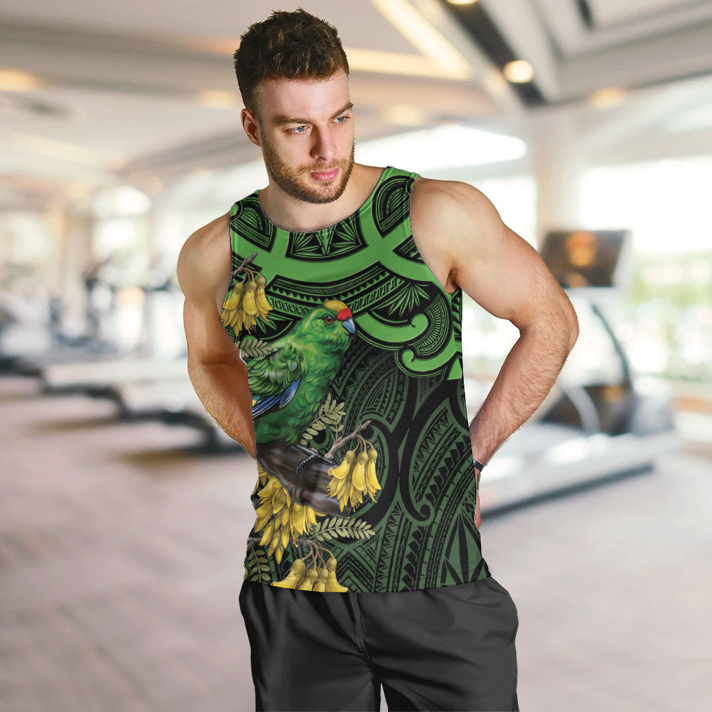 New Zealand Parakeet Bird Men Tank Top Maori Kakariki Kowhai Maori Pattern