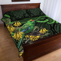 New Zealand Parakeet Bird Quilt Bed Set Maori Kakariki Kowhai Maori Pattern