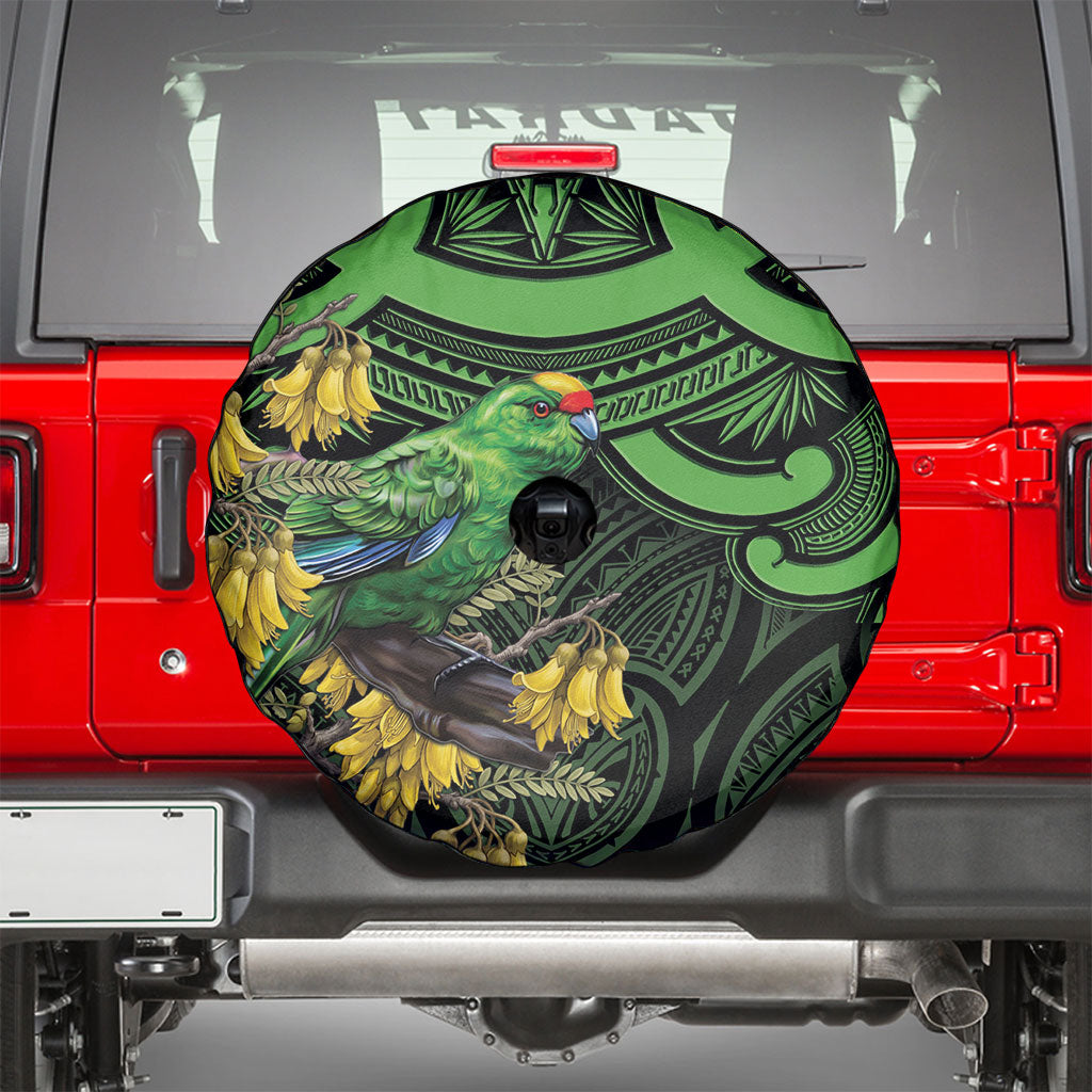 New Zealand Parakeet Bird Spare Tire Cover Maori Kakariki Kowhai Maori Pattern