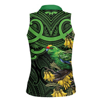 New Zealand Parakeet Bird Women Sleeveless Polo Shirt Maori Kakariki Kowhai Maori Pattern