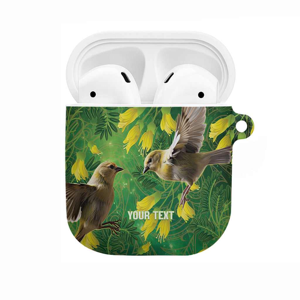 Bellbird New Zealand Personalised AirPods Case Kowhai Flower Maori Pattern