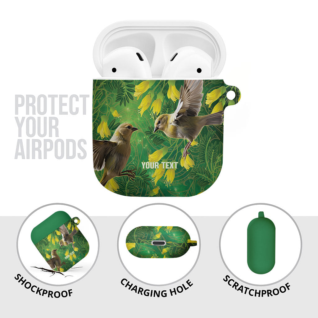 Bellbird New Zealand Personalised AirPods Case Kowhai Flower Maori Pattern LT22 - Polynesian Pride