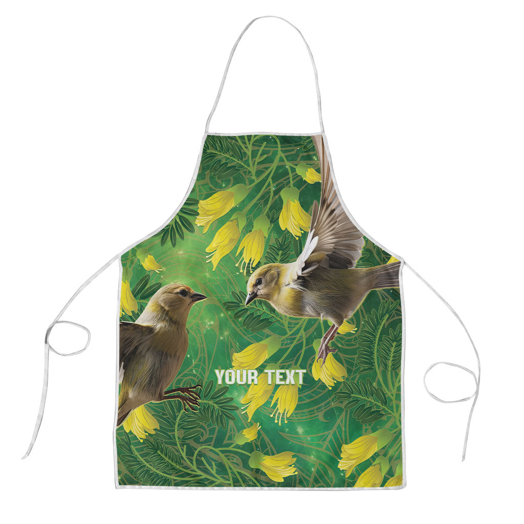 Bellbird New Zealand Personalised Apron Kowhai Flower Maori Pattern LT22 Green - Polynesian Pride