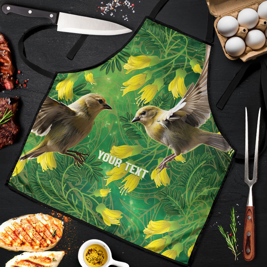 Bellbird New Zealand Personalised Apron Kowhai Flower Maori Pattern LT22 Green - Polynesian Pride