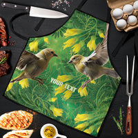 Bellbird New Zealand Personalised Apron Kowhai Flower Maori Pattern LT22 Green - Polynesian Pride