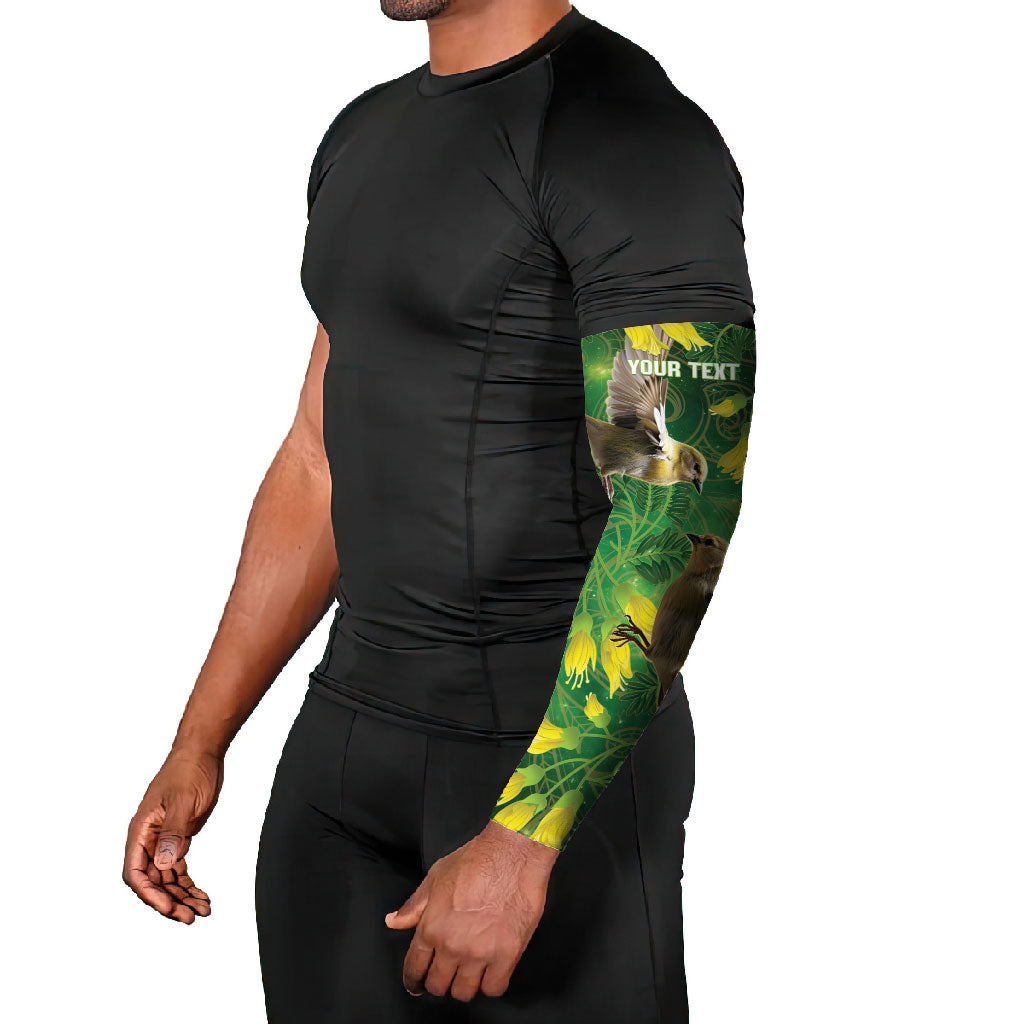 Bellbird New Zealand Personalised Arm Sleeves Kowhai Flower Maori Pattern LT22 - Polynesian Pride